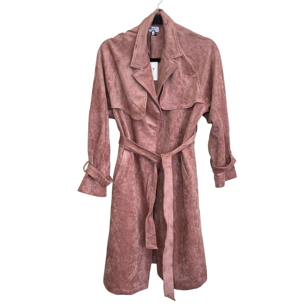 Suede Trench Coat in Dusty Rose - Women